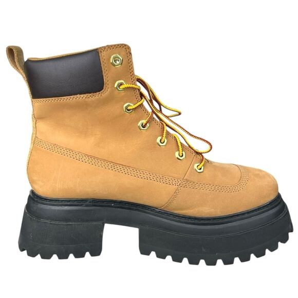 Timberland Women’s Sky Brown Suede Platform Combat Boots Size US 9.5 - Picture 4 of 12